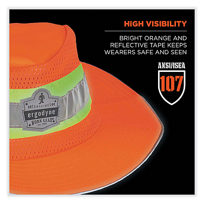 ergodyne GloWear 8935 Hi-Vis Ranger Sun Hat, Polyester, 2X-Large/3X-Large, Orange (EGO23262)