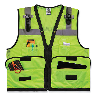 ergodyne GloWear 8253HDZ Class 2 Heavy-Duty Mesh Surveyors Vest, Polyester, Small/Medium, Lime (EGO23323)