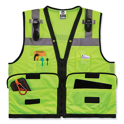 ergodyne GloWear 8253HDZ Class 2 Heavy-Duty Mesh Surveyors Vest, Polyester, Large/X-Large, Lime (EGO23325)