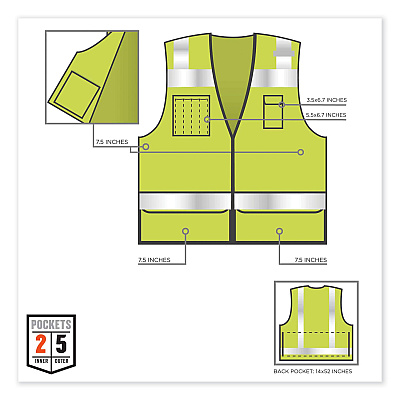 ergodyne GloWear 8253HDZ Class 2 Heavy-Duty Mesh Surveyors Vest, Polyester, Large/X-Large, Lime (EGO23325)