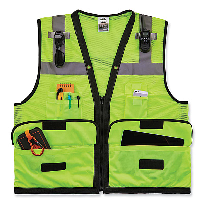 ergodyne GloWear 8253HDZ Class 2 Heavy-Duty Mesh Surveyors Vest, Polyester, 2X-Large/3X-Large, Lime (EGO23327)