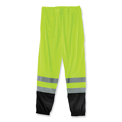 ergodyne GloWear 8910BK Class E Hi-Vis Pants with Black Bottom, Polyester, Large/X-Large, Lime (EGO23955)