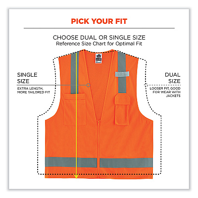 ergodyne GloWear 8249Z Class 2 Economy Surveyors Zipper Vest, Polyester, X-Small, Orange (EGO24011)