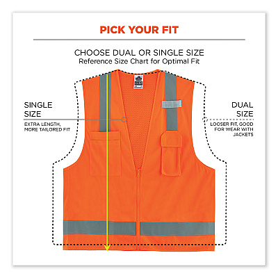 ergodyne GloWear 8249Z Class 2 Economy Surveyors Zipper Vest, Polyester, Large/X-Large, Orange (EGO24015)