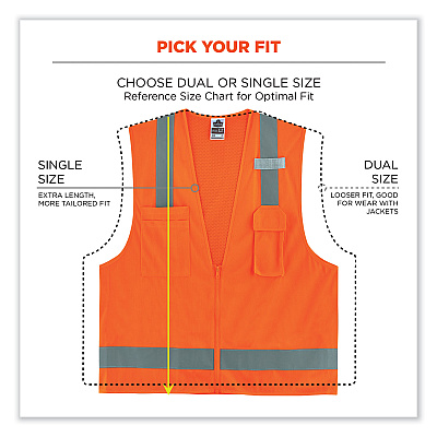 ergodyne GloWear 8249Z Class 2 Economy Surveyors Zipper Vest, Polyester, 2X-Large/3X-Large, Orange (EGO24017)