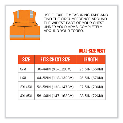 ergodyne GloWear 8249Z Class 2 Economy Surveyors Zipper Vest, Polyester, 2X-Large/3X-Large, Orange (EGO24017)