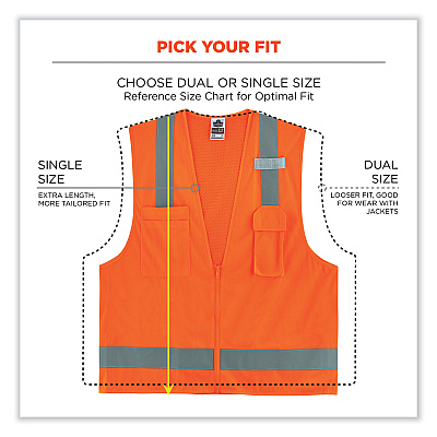 ergodyne GloWear 8249Z Class 2 Economy Surveyors Zipper Vest, Polyester, 4X-Large/5X-Large, Orange (EGO24019)