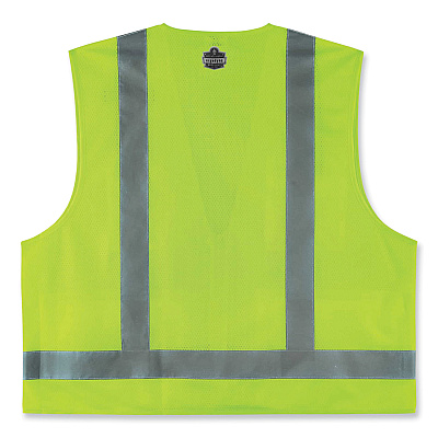 ergodyne GloWear 8249Z Class 2 Economy Surveyors Zipper Vest, Polyester, Small/Medium, Lime (EGO24023)