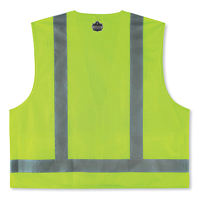 ergodyne GloWear 8249Z Class 2 Economy Surveyors Zipper Vest, Polyester, Large/X-Large, Lime (EGO24025)