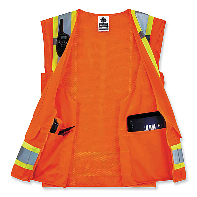 ergodyne GloWear 8248Z Class 2 Two-Tone Surveyors Zipper Vest, Polyester, Large/X-Large, Orange (EGO24065)