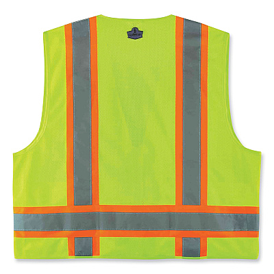 ergodyne GloWear 8248Z Class 2 Two-Tone Surveyors Zipper Vest, Polyester, Large/X-Large, Lime (EGO24075)