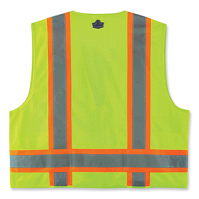 ergodyne GloWear 8248Z Class 2 Two-Tone Surveyors Zipper Vest, Polyester, 4X-Large/5X-Large, Lime (EGO24079)
