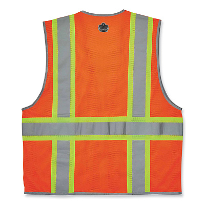 ergodyne GloWear 8246Z Class 2 Two-Tone Mesh Reflective Binding Zipper Vest, Polyester, Small/Medium, Orange (EGO24133)