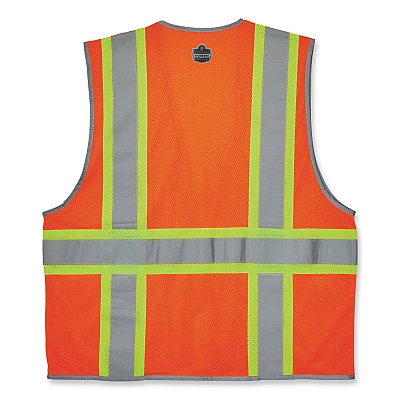 ergodyne GloWear 8246Z Class 2 Two-Tone Mesh Reflective Binding Zipper Vest, Polyester, Large/X-Large, Orange (EGO24135)