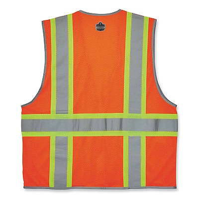 ergodyne GloWear 8246Z Class 2 Two-Tone Mesh Reflective Binding Zipper Vest, Polyester, 4X-Large/5X-Large, Orange (EGO24139)