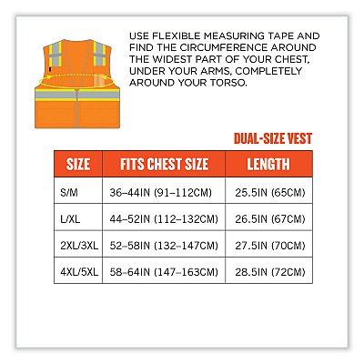 ergodyne GloWear 8246Z Class 2 Two-Tone Mesh Reflective Binding Zipper Vest, Polyester, 4X-Large/5X-Large, Orange (EGO24139)