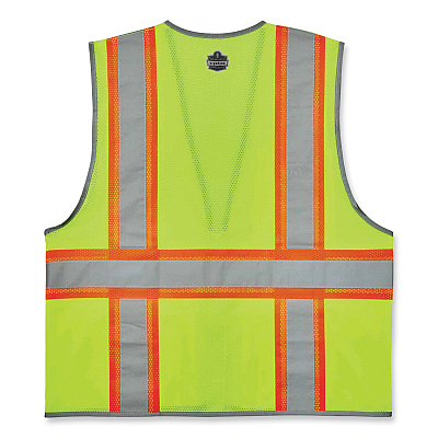 ergodyne GloWear 8246Z Class 2 Two-Tone Mesh Reflective Binding Zipper Vest, Polyester, Large/X-Large, Lime (EGO24145)