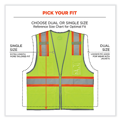 ergodyne GloWear 8246Z Class 2 Two-Tone Mesh Reflective Binding Zipper Vest, Polyester, Large/X-Large, Lime (EGO24145)