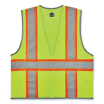 ergodyne GloWear 8246Z Class 2 Two-Tone Mesh Reflective Binding Zipper Vest, Polyester, 2X-Large/3X-Large, Lime (EGO24147)