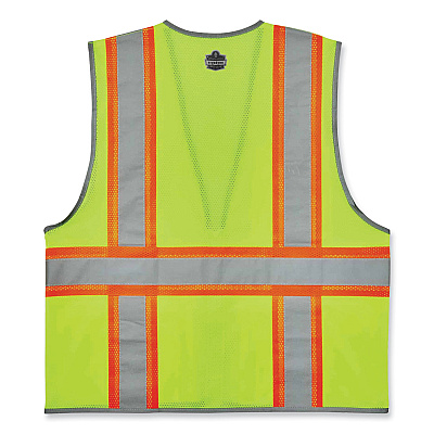 ergodyne GloWear 8246Z Class 2 Two-Tone Mesh Reflective Binding Zipper Vest, Polyester, 4X-Large/5X-Large, Lime (EGO24149)