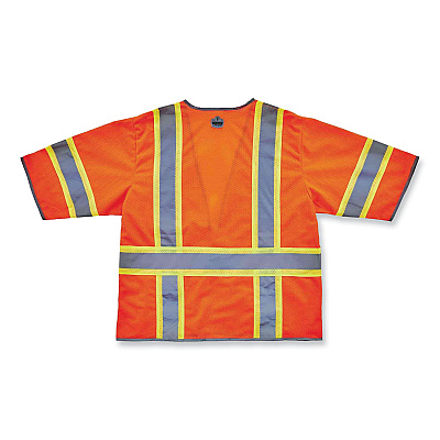 ergodyne GloWear 8346Z Class 3 Two-Tone Hi-Vis Surveyor Zipper Vest, Small/Medium, Orange (EGO24153)