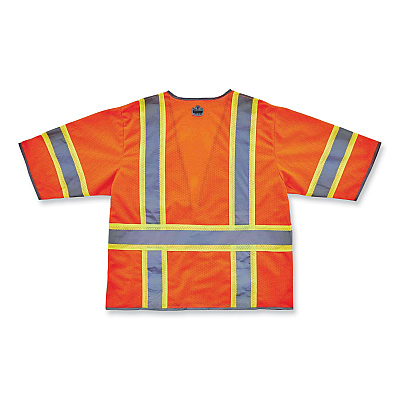 ergodyne GloWear 8346Z Class 3 Two-Tone Hi-Vis Surveyor Zipper Vest, Large/X-Large, Orange (EGO24155)