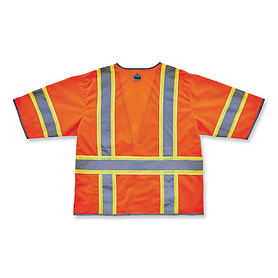 ergodyne GloWear 8346Z Class 3 Two-Tone Hi-Vis Surveyor Zipper Vest, 2X-Large/3X-Large, Orange (EGO24157)