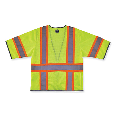 ergodyne GloWear 8346Z Class 3 Two-Tone Hi-Vis Surveyor Zipper Vest, Small/Medium, Lime (EGO24163)