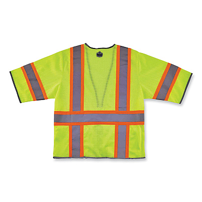 ergodyne GloWear 8346Z Class 3 Two-Tone Hi-Vis Surveyor Zipper Vest, 2X-Large/3X-Large, Lime (EGO24167)