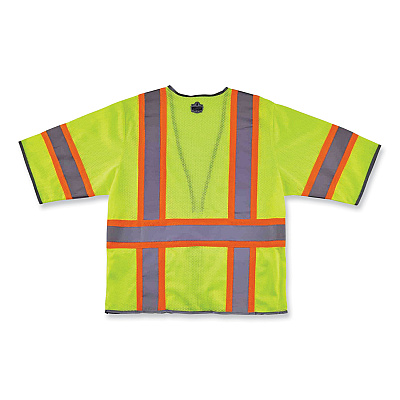 ergodyne GloWear 8346Z Class 3 Two-Tone Hi-Vis Surveyor Zipper Vest, 4X-Large/5X-Large, Lime (EGO24169)