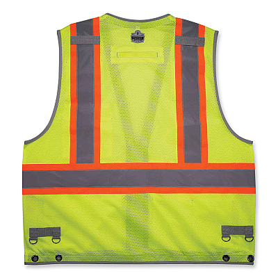 ergodyne GloWear 8231TV Class 2 Hi-Vis Tool Tethering Safety Vest, Polyester, 4X-Large/5X-Large, Lime (EGO24179)