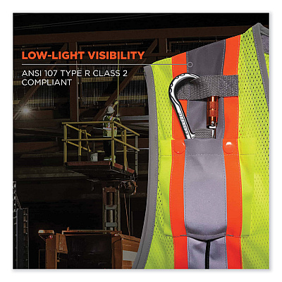 ergodyne GloWear 8231TVK Class 2 Hi-Vis Tool Tethering Safety Vest Kit, Polyester, Large/X-Large, Lime (EGO24185)