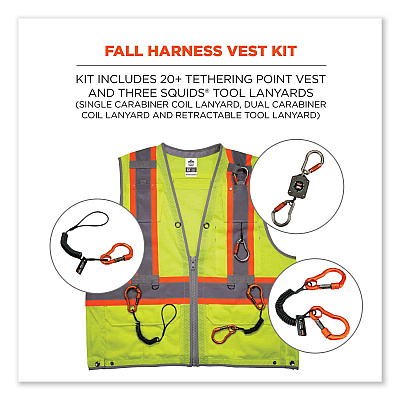 ergodyne GloWear 8231TVK Class 2 Hi-Vis Tool Tethering Safety Vest Kit, Polyester, 4X-Large/5X-Large, Lime (EGO24189)