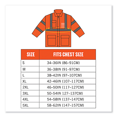 ergodyne GloWear 8365 Class 3 Hi-Vis Rain Jacket, Polyester, Small, Orange (EGO24312)