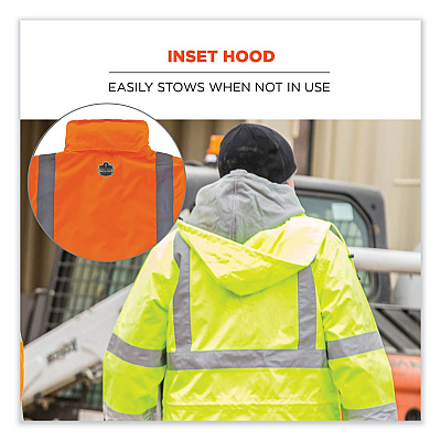 ergodyne GloWear 8365 Class 3 Hi-Vis Rain Jacket, Polyester, 2X-Large, Orange (EGO24316)