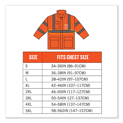 ergodyne GloWear 8365 Class 3 Hi-Vis Rain Jacket, Polyester, 3X-Large, Orange (EGO24317)