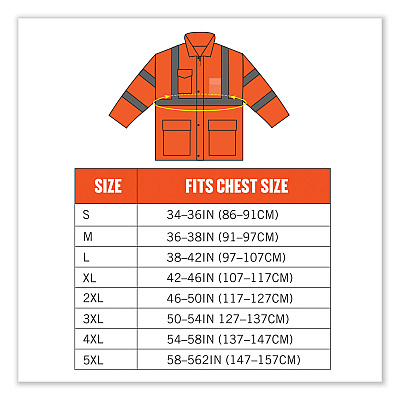 ergodyne GloWear 8365 Class 3 Hi-Vis Rain Jacket, Polyester, 4X-Large, Orange (EGO24318)