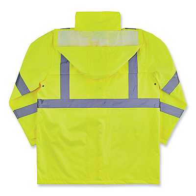 ergodyne GloWear 8366 Class 3 Lightweight Hi-Vis Rain Jacket, Polyester, Small, Lime (EGO24332)