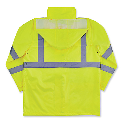 ergodyne GloWear 8366 Class 3 Lightweight Hi-Vis Rain Jacket, Polyester, Medium, Lime (EGO24333)