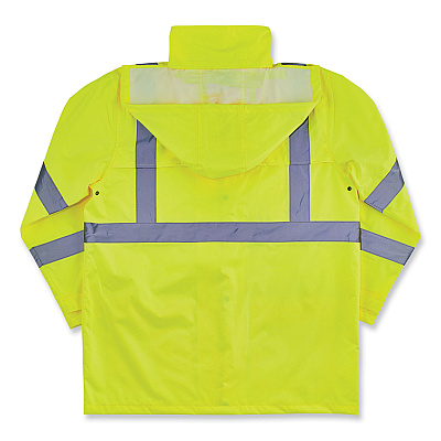 ergodyne GloWear 8366 Class 3 Lightweight Hi-Vis Rain Jacket, Polyester, 4X-Large, Lime (EGO24338)