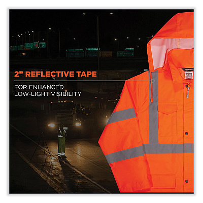 ergodyne GloWear 8366 Class 3 Lightweight Hi-Vis Rain Jacket, Polyester, Small, Orange (EGO24362)