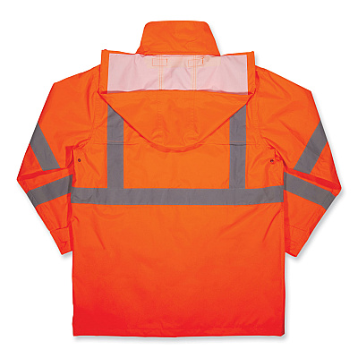 ergodyne GloWear 8366 Class 3 Lightweight Hi-Vis Rain Jacket, Polyester, Medium, Orange (EGO24363)