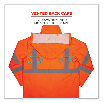 ergodyne GloWear 8366 Class 3 Lightweight Hi-Vis Rain Jacket, Polyester, Medium, Orange (EGO24363)