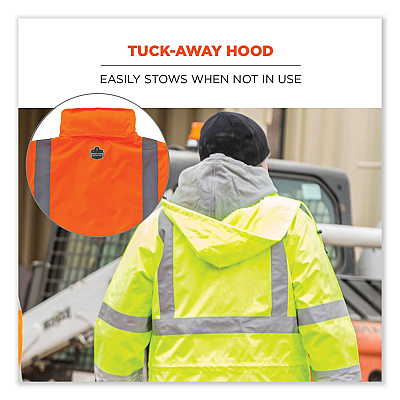 ergodyne GloWear 8366 Class 3 Lightweight Hi-Vis Rain Jacket, Polyester, Medium, Orange (EGO24363)