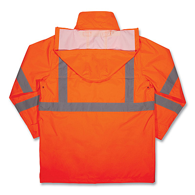 ergodyne GloWear 8366 Class 3 Lightweight Hi-Vis Rain Jacket, Polyester, 3X-Large, Orange (EGO24367)