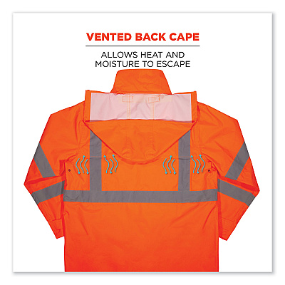 ergodyne GloWear 8366 Class 3 Lightweight Hi-Vis Rain Jacket, Polyester, 3X-Large, Orange (EGO24367)