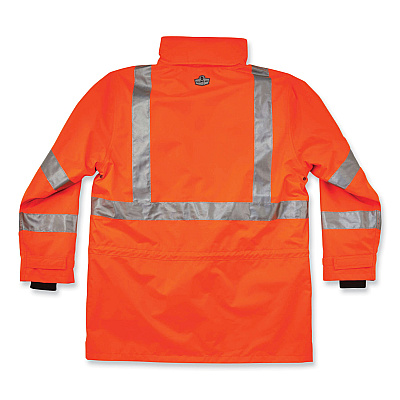 ergodyne GloWear 8385 Class 3 Hi-Vis 4-in-1 Jacket, Medium, Orange (EGO24373)
