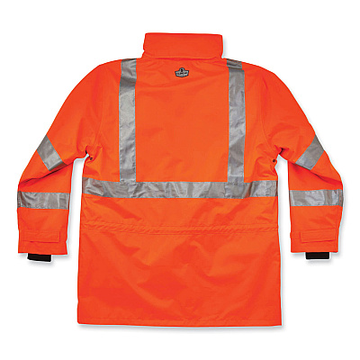 ergodyne GloWear 8385 Class 3 Hi-Vis 4-in-1 Jacket, Large, Orange (EGO24374)