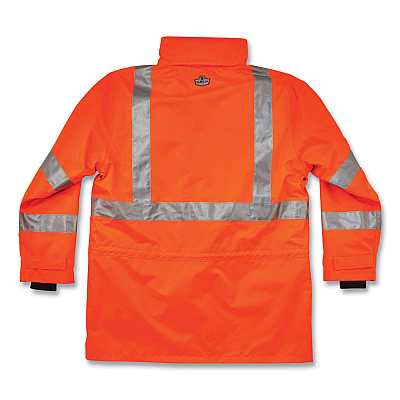 ergodyne GloWear 8385 Class 3 Hi-Vis 4-in-1 Jacket, 2X-Large, Orange (EGO24376)