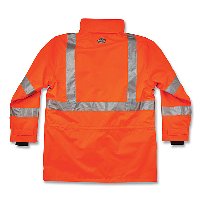 ergodyne GloWear 8385 Class 3 Hi-Vis 4-in-1 Jacket, 3X-Large, Orange (EGO24377)